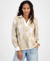 Nautica Jeans Women's Paisley Contrast Cotton Tunic Top In Rope,bright White