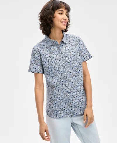 Nautica Jeans Women's Paisley-print Cotton Camp Shirt In Night Sky Multi