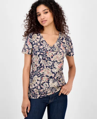 Nautica Jeans Women's Paisley-print V-neck T-shirt In Multi