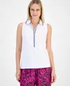 Nautica Jeans Women's Pique-knit Johnny Collar Sleeveless Top