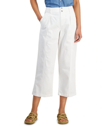 Nautica Jeans Women's Pleated Seamed Cropped Chino Pants In White