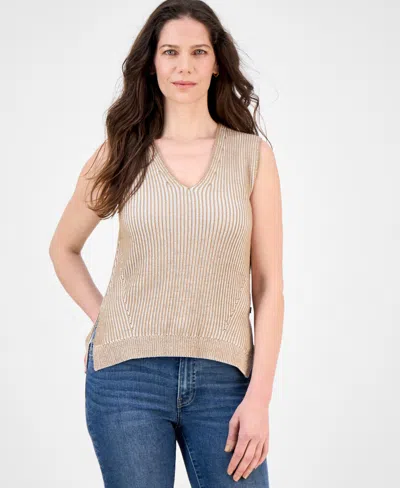 Nautica Jeans Women's Pleated V Neck Sweater In Multi
