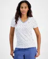 Nautica Jeans Women's Polka-dot Rivera Top In Bright White,night Sky