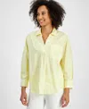Nautica Jeans Women's Port Stripe Cotton Collared Blouse In Lemon,white