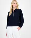Nautica Jeans Women's Quarter Zip Ottoman Sweatshirt In Black