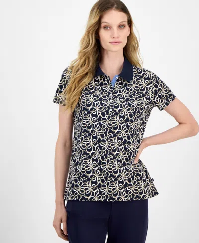 Nautica Jeans Women's Ribbons Short-sleeve Polo Shirt In Multi