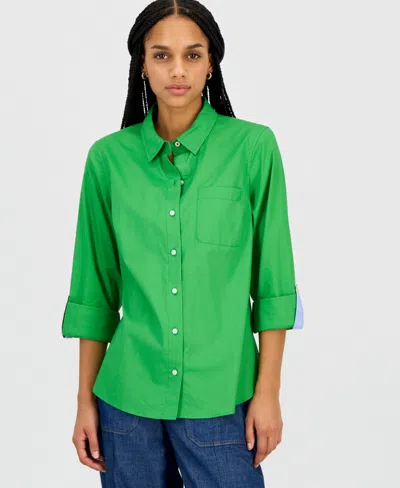 Nautica Jeans Women's Roll-tab Button-front Shirt