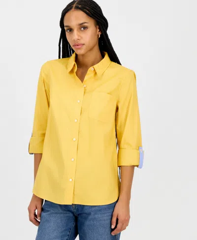 Nautica Jeans Women's Roll-tab Button-front Shirt