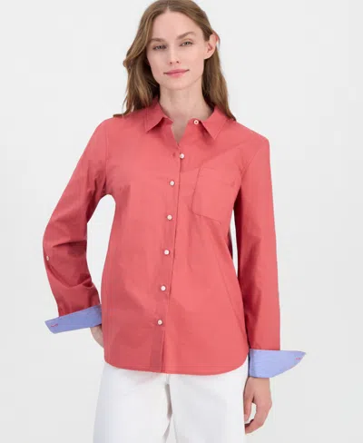 Nautica Jeans Women's Roll-tab Button-front Shirt