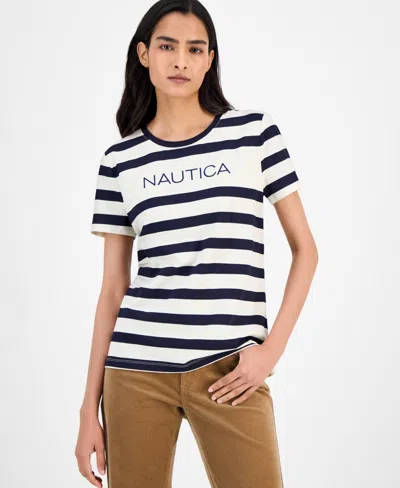 Nautica Jeans Women's Round-neck Logo T-shirt In Multi