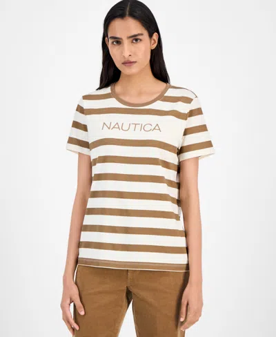 Nautica Jeans Women's Round-neck Logo T-shirt In Multi
