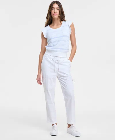 Nautica Jeans Women's Seersucker Utility Pants In Bright White