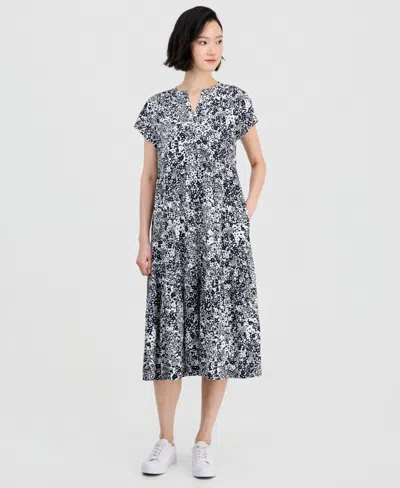 Nautica Jeans Women's Shadow Floral Tiered Midi Dress