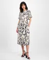 Nautica Jeans Women's Short-sleeve Belted Mid Dress