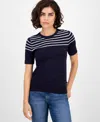 Nautica Jeans Women's Short-sleeve Striped Crewneck Sweater In Multi