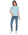 Nautica Jeans Women's Short Sleeves Rope Cable Sweater In Porcelain Blue