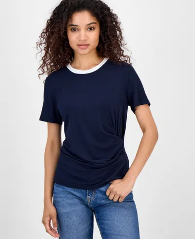 Nautica Jeans Women's Side-gathered Short-sleeve Top In Blue