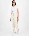 Nautica Jeans Women's Side-striped Jogger Pants In White