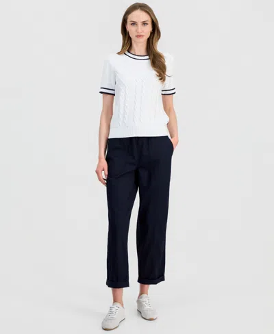 Nautica Jeans Women's Solid Cuffed Pull-on Pants In Black