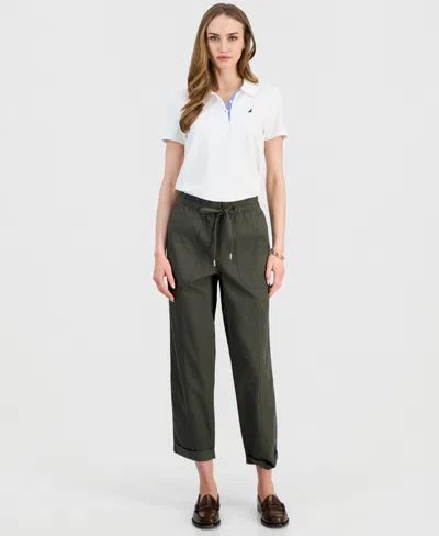 Nautica Jeans Women's Solid Cuffed Pull-on Pants In Green
