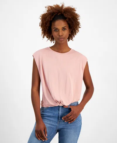 Nautica Jeans Women's Solid Knot-front Short-sleeve Tee In Bridal Ros