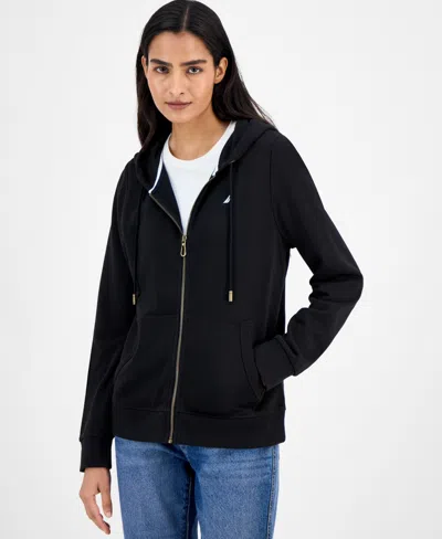 Nautica Jeans Women's Solid Zip-front Hoodie, Online Only In Black