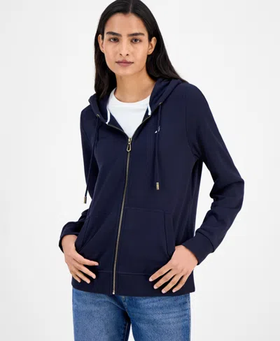 Nautica Jeans Women's Solid Zip-front Hoodie, Online Only In Blue