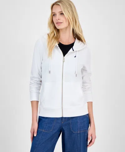 Nautica Jeans Women's Solid Zip-front Hoodie, Online Only In White