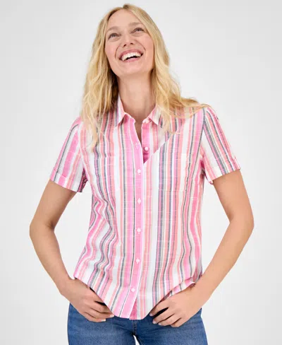 Nautica Jeans Women's Striped Camp Shirt In Multi