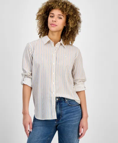 Nautica Jeans Women's Striped Cotton Button-front Shirt In Multi