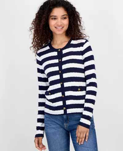 Nautica Jeans Women's Striped Ribbed Cardigan In Multi