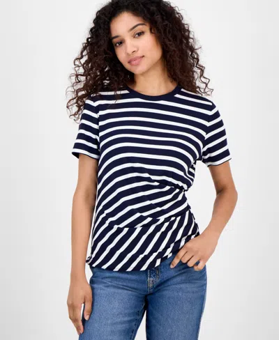 Nautica Jeans Women's Striped Twisted Top In Blue