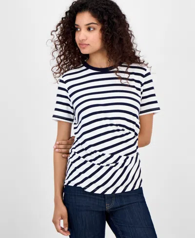 Nautica Jeans Women's Striped Twisted Top In White