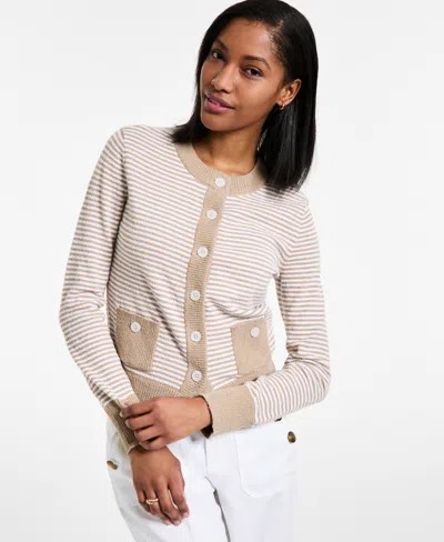 Nautica Jeans Women's Terry Striped Cardigan In Rope Multi