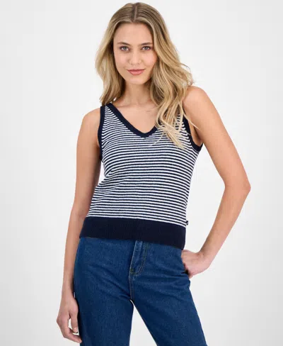 Nautica Jeans Women's Terry Striped Sleeveless Sweater In Night Sky Multi