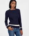 Nautica Jeans Women's Thick-tipped Cable-knit Crewneck Sweater In Blue