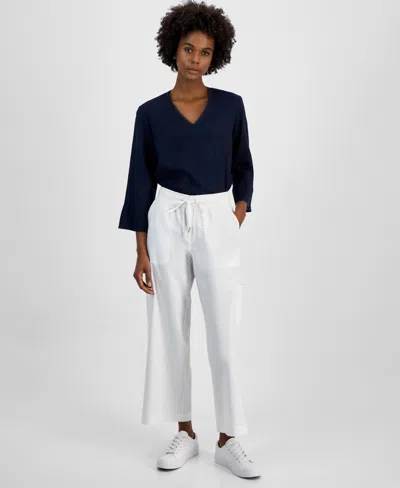 Nautica Jeans Women's Wide-leg Drawstring Cargo Pants In Bright White