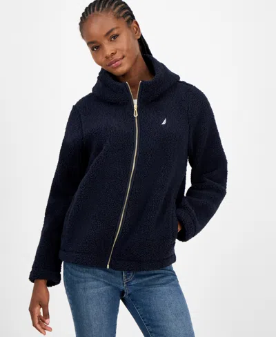 Nautica Jeans Women's Zippered Fleece Jacket In Blue