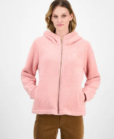 Nautica Jeans Women's Zippered Fleece Jacket In Pink