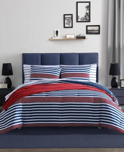 NAUTICA KENNEDY STRIPE 3 PIECE COMFORTER SET, FULL/QUEEN