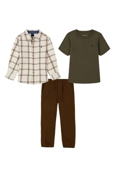 Nautica Kids' 3-piece Top & Woven Pants Set In Yellow