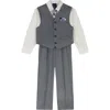 Nautica Kids' Button-up Shirt, Vest, Tie & Pants Set In Gray