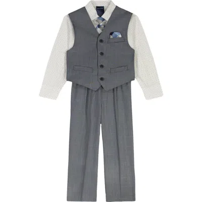 Nautica Kids' Button-up Shirt, Vest, Tie & Pants Set In Gray