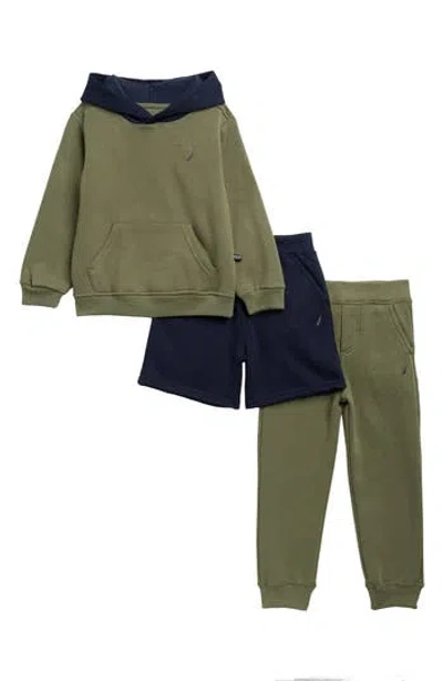 Nautica Kids' Hoodie, Shorts & Joggers Set In Brown