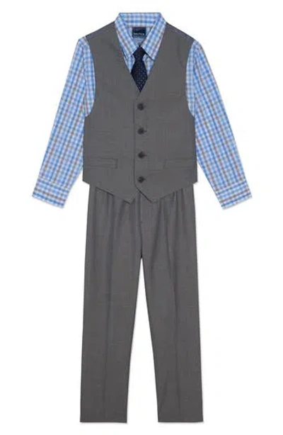 Nautica Kids' Sharkskin Vest, Shirt, Pants & Tie Set In Black