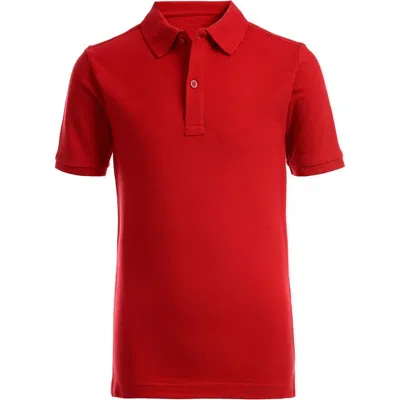 Nautica Kids' Short Sleeve Double Pique Polo Uniform Shirt In 646 Red