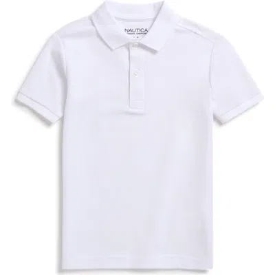 Nautica Kids' Solid Cotton Piqué Knit Polo In White