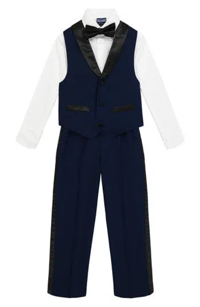 NAUTICA NAUTICA KIDS' TUXEDO BUTTON-UP SHIRT, VEST, BOW TIE & PANTS SET