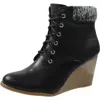 Nautica Korce Womens Lace-up Manmade Wedge Boots In Black