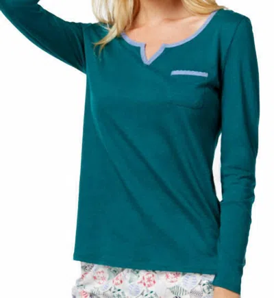 Nautica Lace Design Long Sleeve Pajama Top In Green